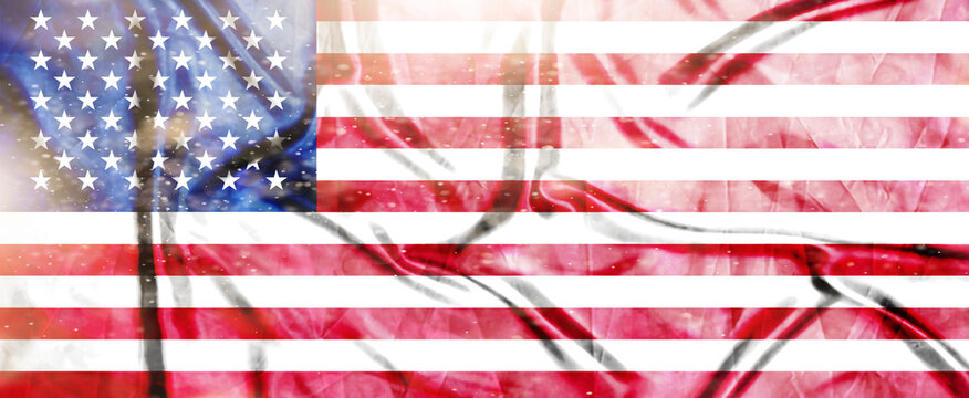 American USA flag flag, Realistic waving fabric flag ,Flag Background texture, 3d illustration.