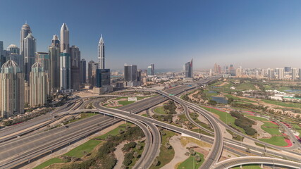 Fototapeta na wymiar Dubai Marina highway intersection spaghetti junction timelapse