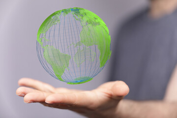 green 3D planet Earth with big data