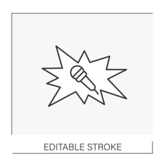  Reflections line icon. Fantasize about performance. Thoughts about microphone and public talkshow. Dreams concept. Isolated vector illustration. Editable stroke