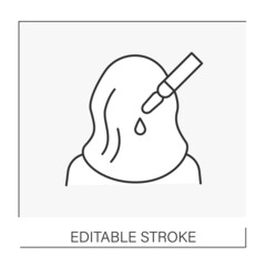 Natural cosmetic line icon. Hair beauty procedure. Serum to moisturize and strengthen hair.Cosmetology concept. Isolated vector illustration. Editable stroke
