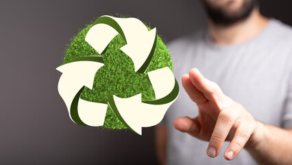 3d rendering of green recycle icon