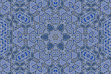 Blue and White Abstract kaleidoscope background. kaleidoscope texture design. multicolor kaleidoscope. Islamic pattern. Mandala pattern. Batik Pattern