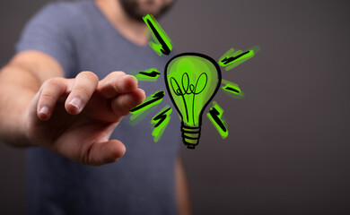 Green light bulb, eco-friendly business