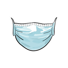 Vector illustration, medical mask isolated on white background, protection from govid