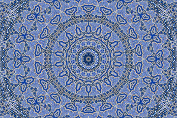 Blue and White Abstract kaleidoscope background. kaleidoscope texture design. multicolor kaleidoscope. Islamic pattern. Mandala pattern. Batik Pattern