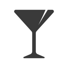Martini Cocktail Glass Silhouette Minimal Logo Icon Alcohol Black Flat Pictogram Symbol 