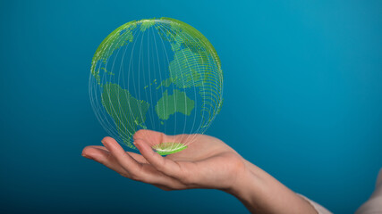 Green 3D Planet Concept, recycle sign