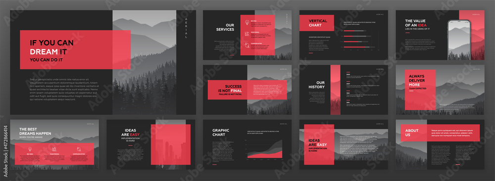 Wall mural creative powerpoint presentation templates set. use for modern keynote presentation background, broc