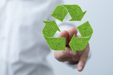 3d rendering of green recycle icon