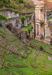 Naklejka premium The Roman Theatre (1st century B.C. ), excavated in the 1950s. Aerial view..