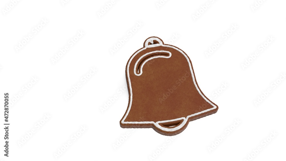 Poster 3d rendering of gingerbread symbol of alarm isolated on white background