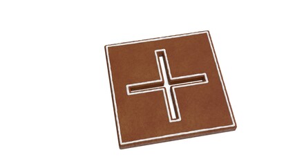 3d rendering of gingerbread plus symbol isolated on white background