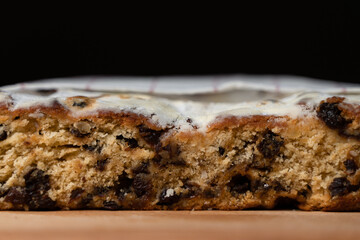 Christstollen in der Weihnachtszeit, Nahaufnahme