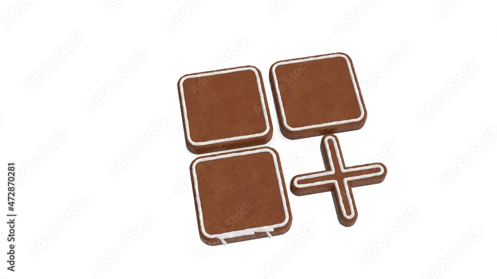 Poster 3d rendering of gingerbread symbol of mobile app isolated on white background