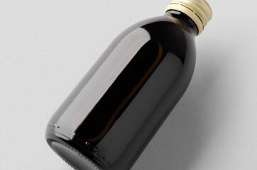 Cold brew coffee glass bottle mockup., closeup.