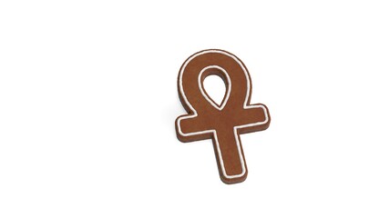 3d rendering of gingerbread symbol of ankh isolated on white background