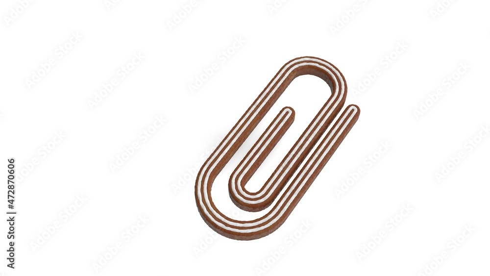Poster 3d rendering of gingerbread symbol of attachment isolated on white background