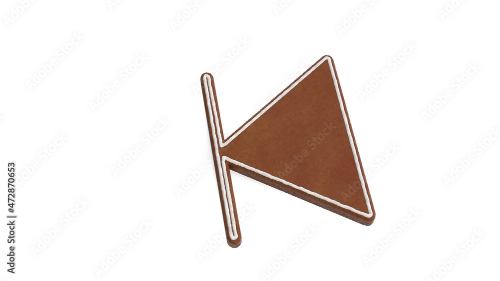 Poster 3d rendering of gingerbread symbol of stop back left isolated on white background
