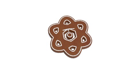 3d rendering of gingerbread symbol of atom isolated on white background