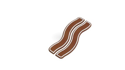 3d rendering of gingerbread symbol of bacon isolated on white background