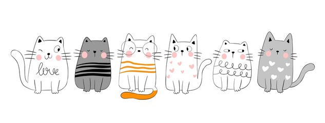 set of cats illustration