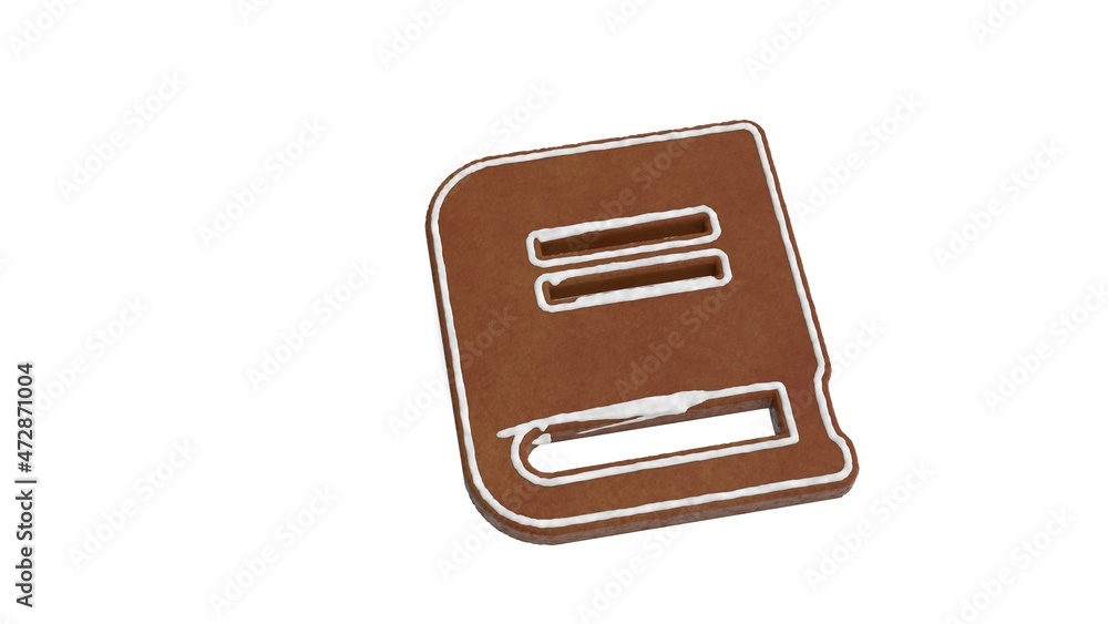 Poster 3d rendering of gingerbread symbol of book isolated on white background