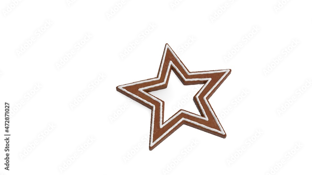 Poster 3d rendering of gingerbread symbol of bookmark button isolated on white background