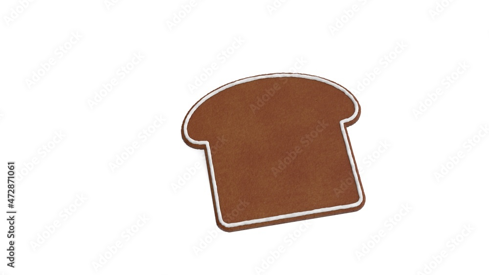 Poster 3d rendering of gingerbread symbol of bread slice isolated on white background