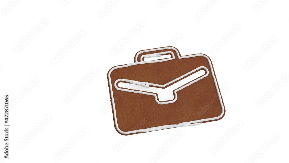 Poster 3d rendering of gingerbread symbol of briefcase isolated on white background