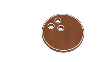 3d rendering of gingerbread symbol of bowling ball isolated on white background