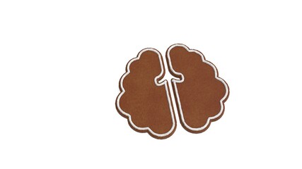 3d rendering of gingerbread symbol of brain isolated on white background
