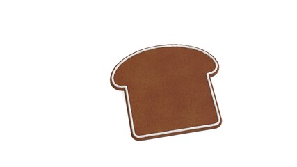 3d rendering of gingerbread symbol of bread slice isolated on white background