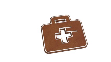 Fototapeta premium 3d rendering of gingerbread symbol of medical briefcase isolated on white background