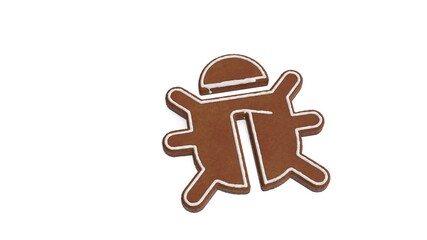 3d rendering of gingerbread symbol of bug isolated on white background