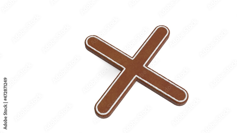 Poster 3d rendering of gingerbread symbol of cancel isolated on white background