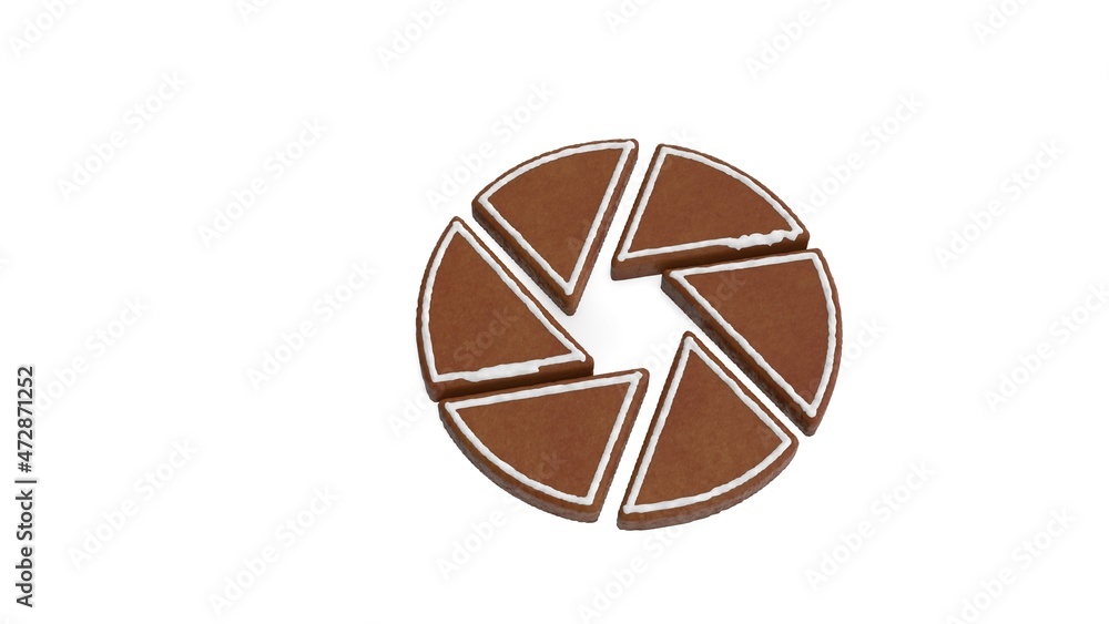 Poster 3d rendering of gingerbread symbol of camera aperture isolated on white background