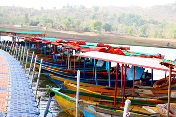 Wooden Boat (ferry) tourist attraction at lake of dudhni at Gujarat- India