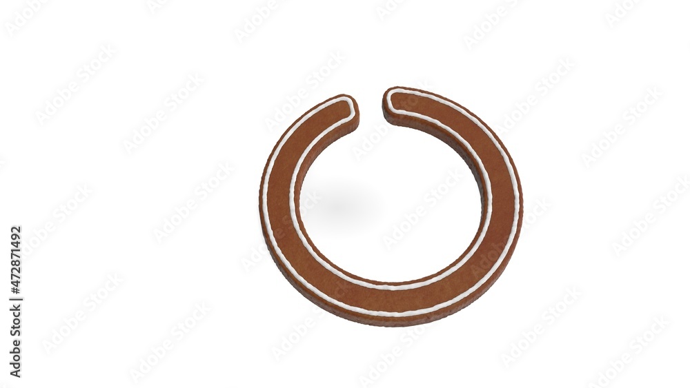 Poster 3d rendering of gingerbread symbol of circle notch isolated on white background
