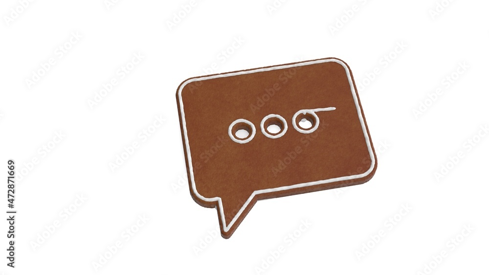 Poster 3d rendering of gingerbread symbol of chat bubble isolated on white background