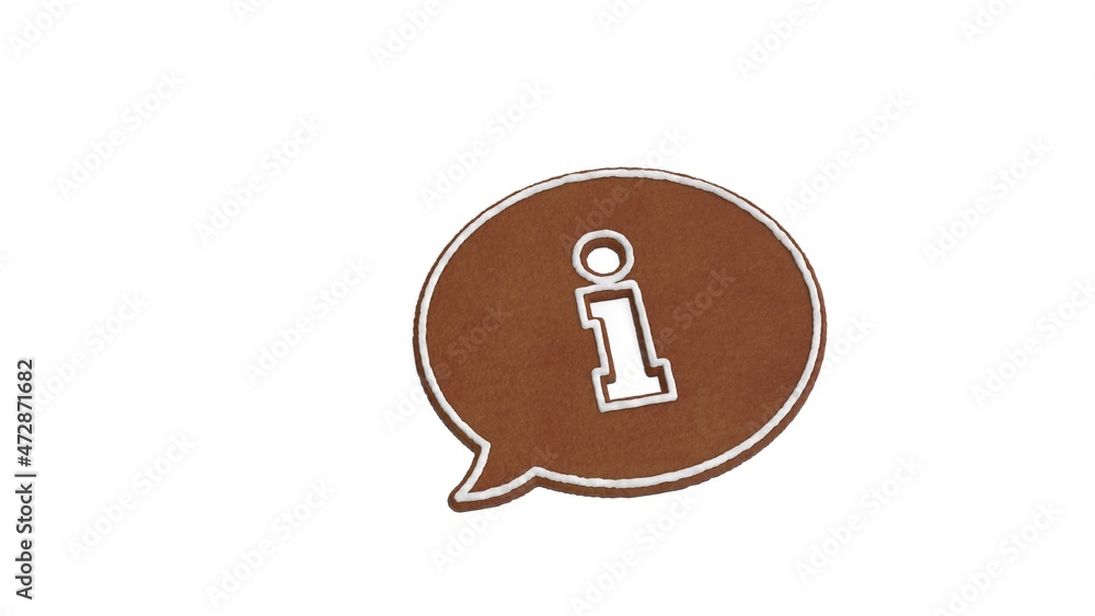 Poster 3d rendering of gingerbread symbol of rounded chat bubbles isolated on white background