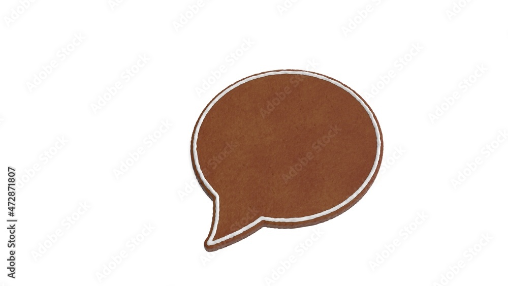 Poster 3d rendering of gingerbread symbol of rounded chat bubble isolated on white background