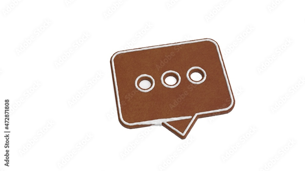 Poster 3d rendering of gingerbread symbol of rounded chat bubble isolated on white background