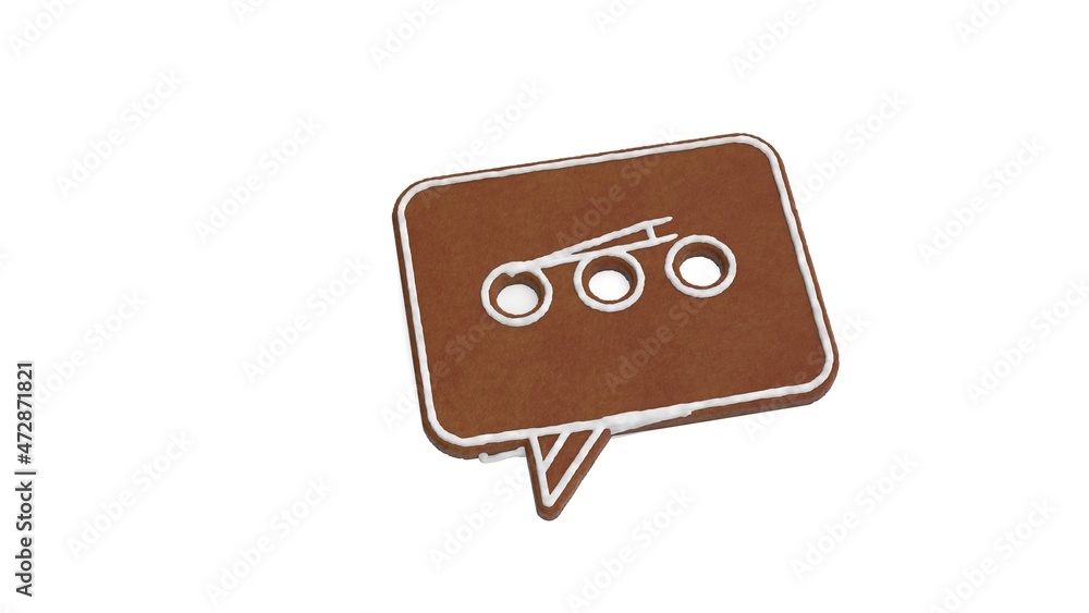 Poster 3d rendering of gingerbread symbol of rounded chat bubble isolated on white background