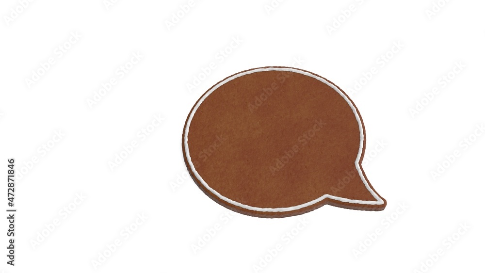 Poster 3d rendering of gingerbread symbol of rounded chat bubble isolated on white background