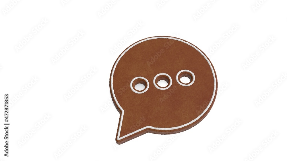 Poster 3d rendering of gingerbread symbol of rounded chat bubble isolated on white background