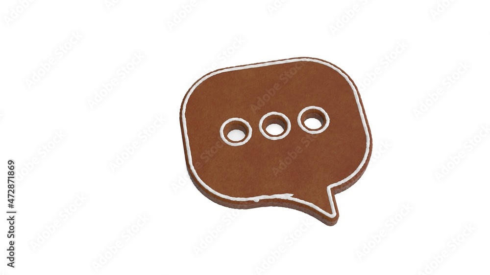 Poster 3d rendering of gingerbread symbol of rounded chat bubble isolated on white background