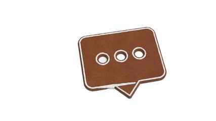 3d rendering of gingerbread symbol of rounded chat bubble isolated on white background