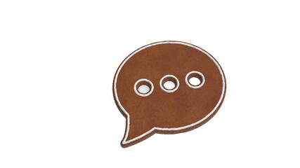 3d rendering of gingerbread symbol of rounded chat bubble isolated on white background