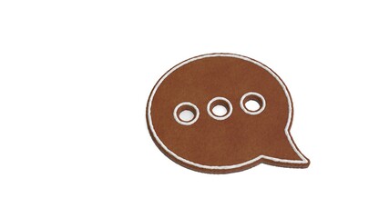 3d rendering of gingerbread symbol of rounded chat bubble isolated on white background